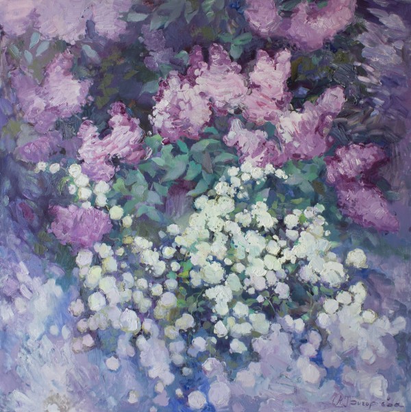 White bush in lilac Print